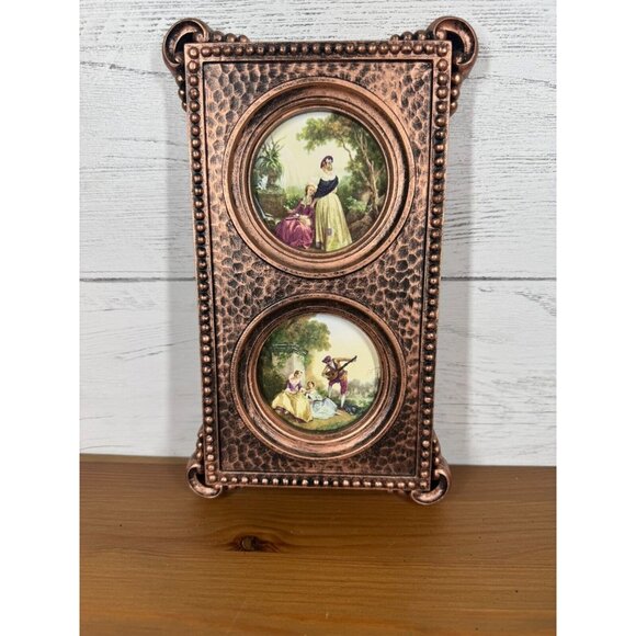 Vintage Coppercraft Plastic Wall Hanging Framed Resin Believed Fragonard Prints - Picture 1 of 6